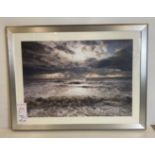 Silver wood framed seascape print 'Ray of Light',