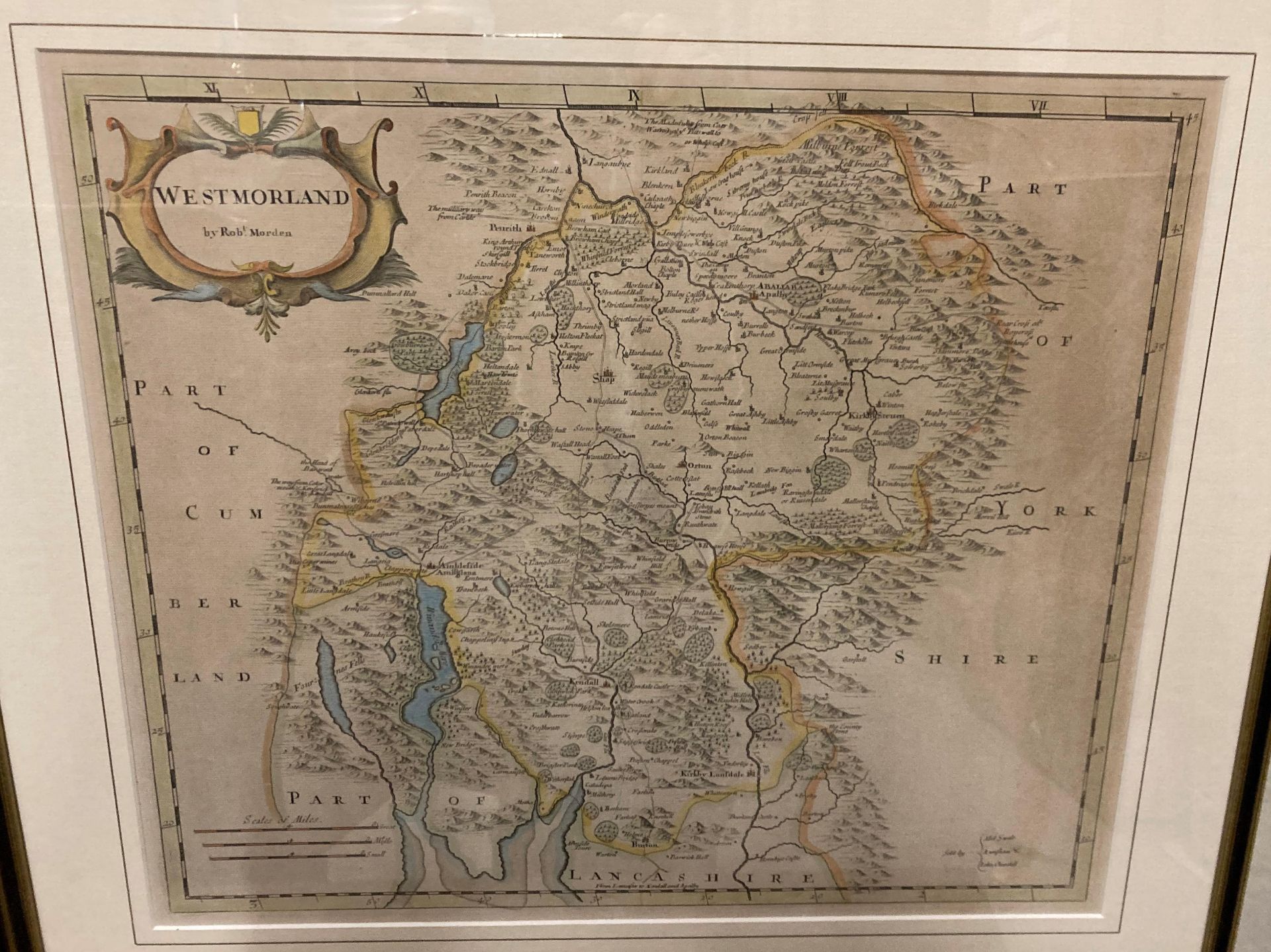 Robert Morden - two framed reproduction maps 'Westmorland c. - Image 2 of 10