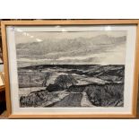 † J Howgate, framed limited edition black and white print 'View From Thurrish,
