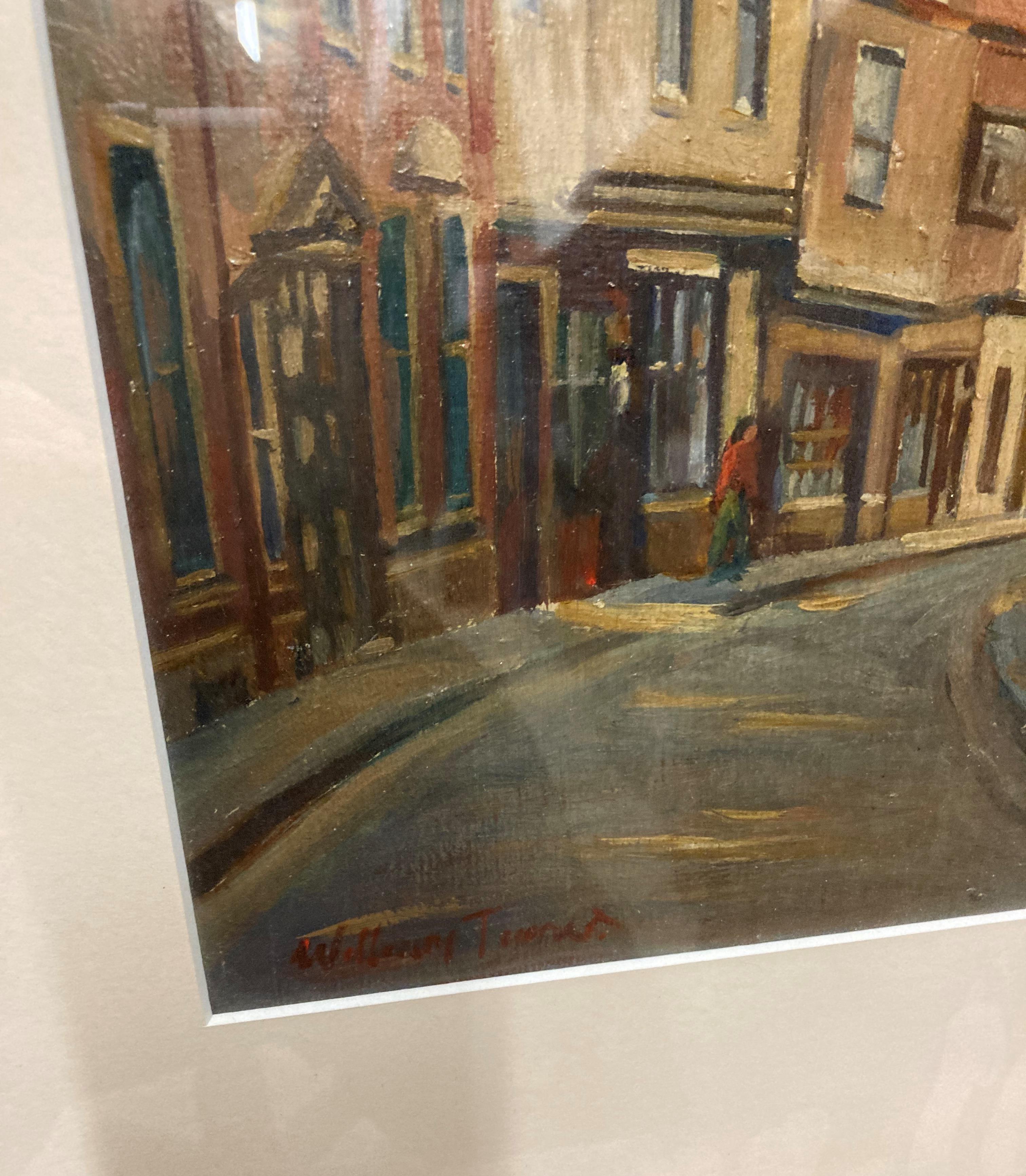 † William Ralph Turner (1920-2013) oil on board 'City Street Scene' 37cm x 22cm (Saleroom location: - Image 2 of 3