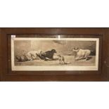 Harding Cox (1885) large oak framed humorous dog print 'Two skinny Frenchmen, One Portuguese,