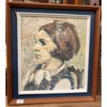 Unsigned framed oil on board, 'Study of a Ladies Head',