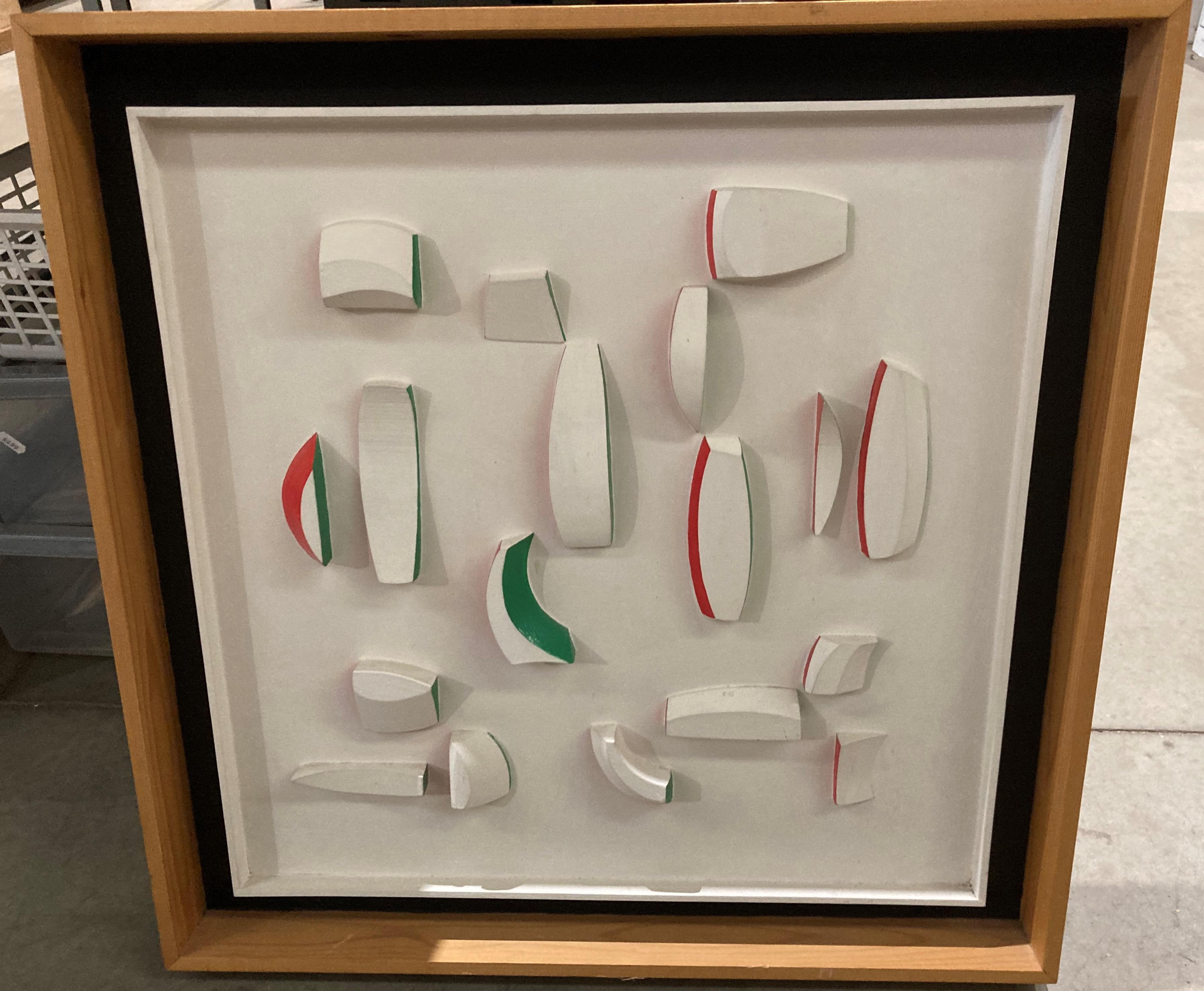 Norman Eastwood (1935-2022), an abstract 3D picture featuring mounted irregular wood blocks,