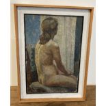 Unsigned oil on canvas, female nude study,