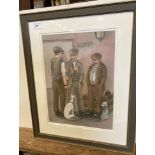 † Pete Endean framed pastel and watercolour 'Miners with their Dogs & Pigeons',