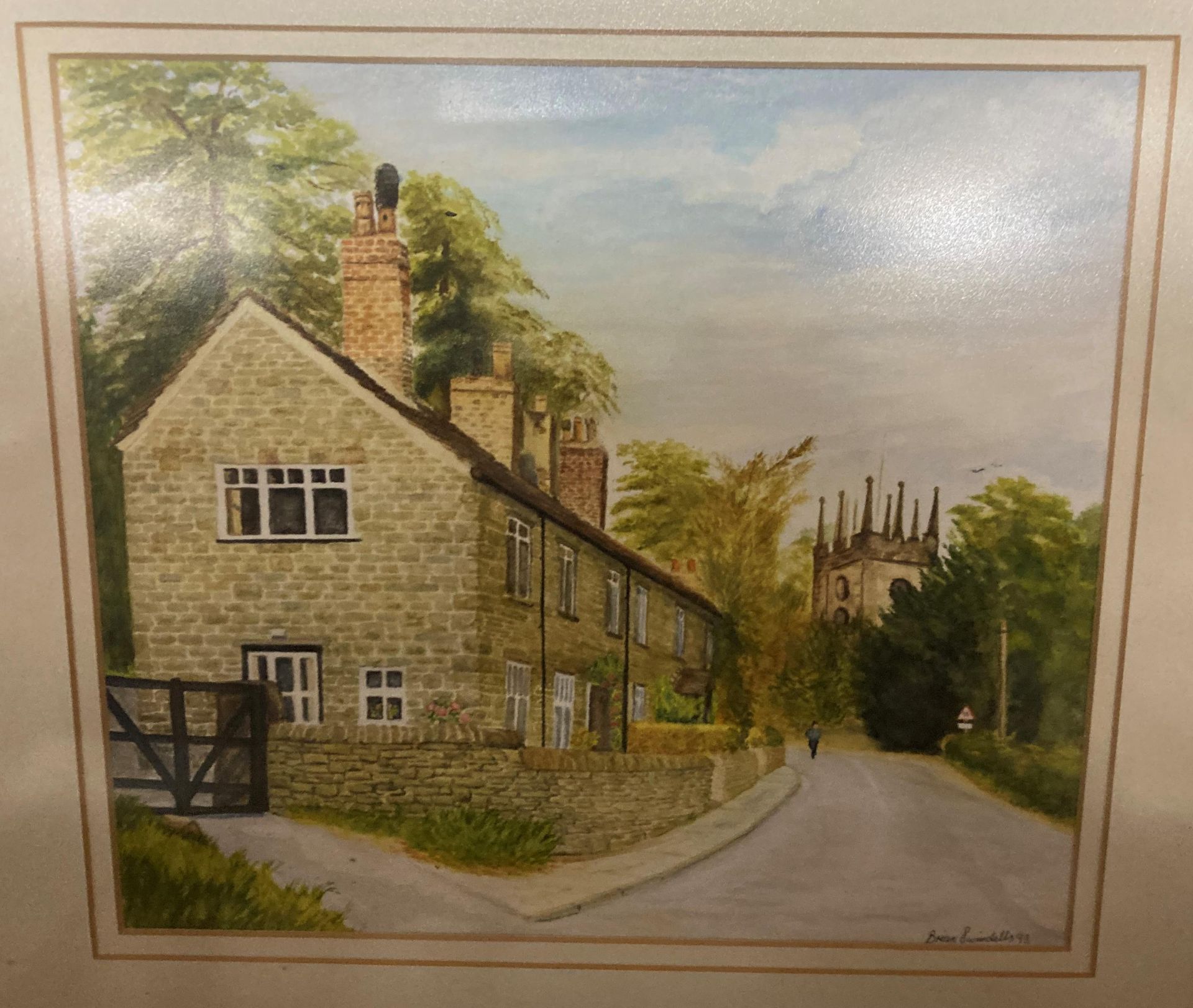 Brian Swindels framed watercolour 'St Christopher's Church, Pott Sheighy, - Image 2 of 4