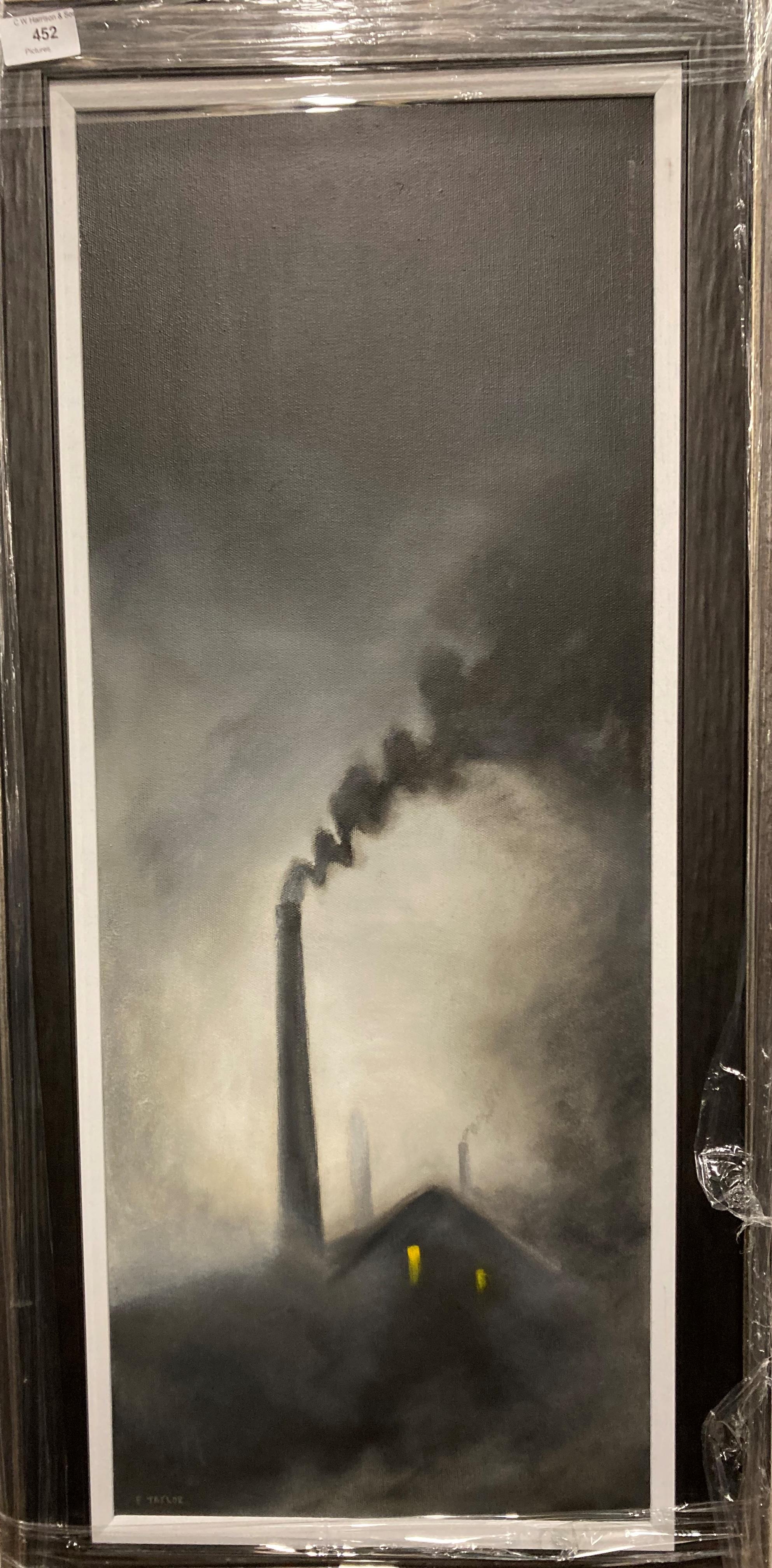 † Fred Taylor (2010) framed oil on canvas 'Smoking Chimney' 75cm x 30cm,