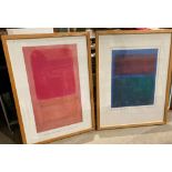 Mark Rothko (American, 1903-1970), two large wood framed prints - 'Violet Centre', 85cm x 48cm,