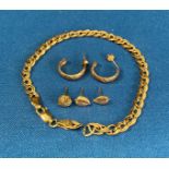 9ct gold (375) chain link bracelet with broken link (7" long),