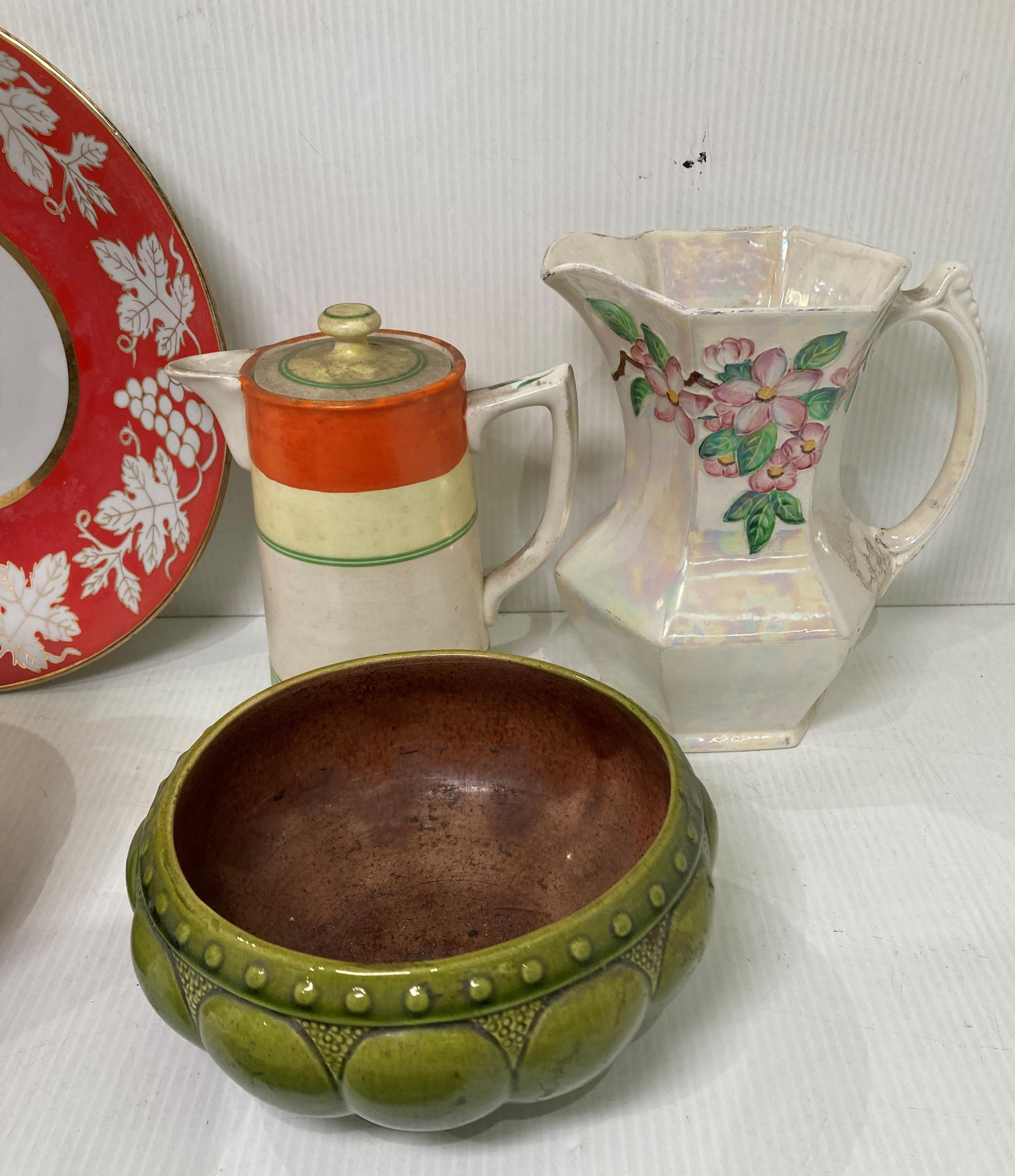 Six assorted ceramic items including Sadler Art Deco style coffee pot, W German vase, - Image 3 of 4