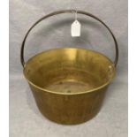 Brass 31.5cm diameter jam pan with steel handle, 16.