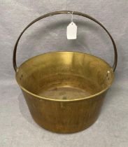 Brass 31.5cm diameter jam pan with steel handle, 16.
