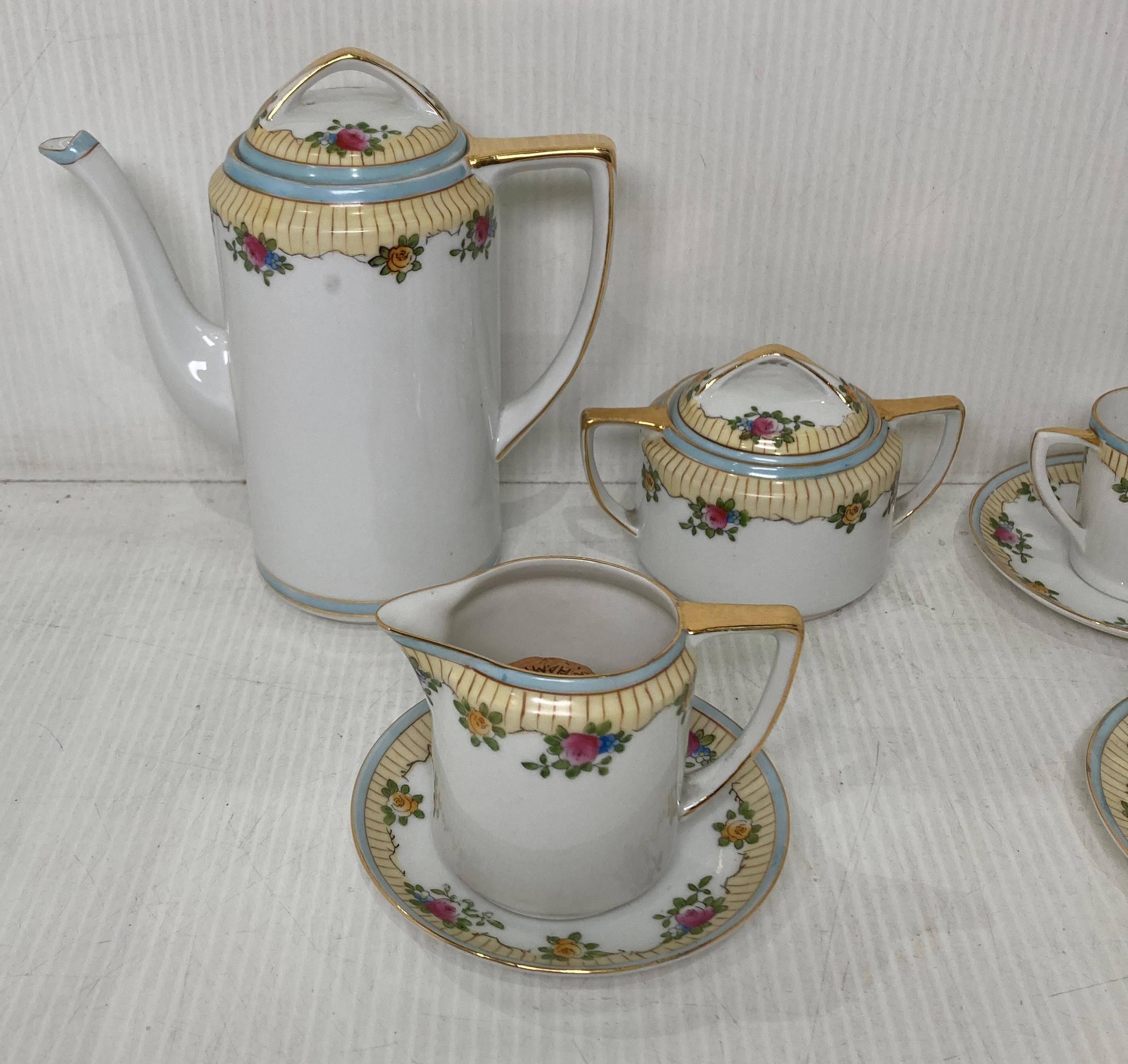 A vintage thirteen piece Noritake tea service including coffee pot, sugar bowl, cream jug, - Image 2 of 4