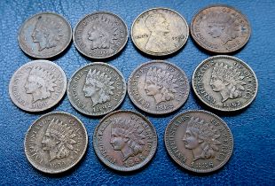 USA - Indian Head Cents (10) including 1866, 1859, 1862, etc.