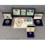 Five assorted proof silver coins including two x Penny Black 150th Anniversary Crowns,