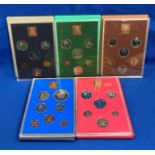 Five sets of Royal Mint 1972-1976 Coinage of Great Britain & Northern Ireland (saleroom location: