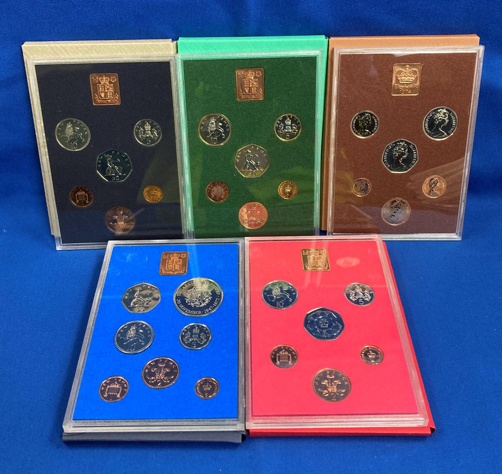 Five sets of Royal Mint 1972-1976 Coinage of Great Britain & Northern Ireland (saleroom location: