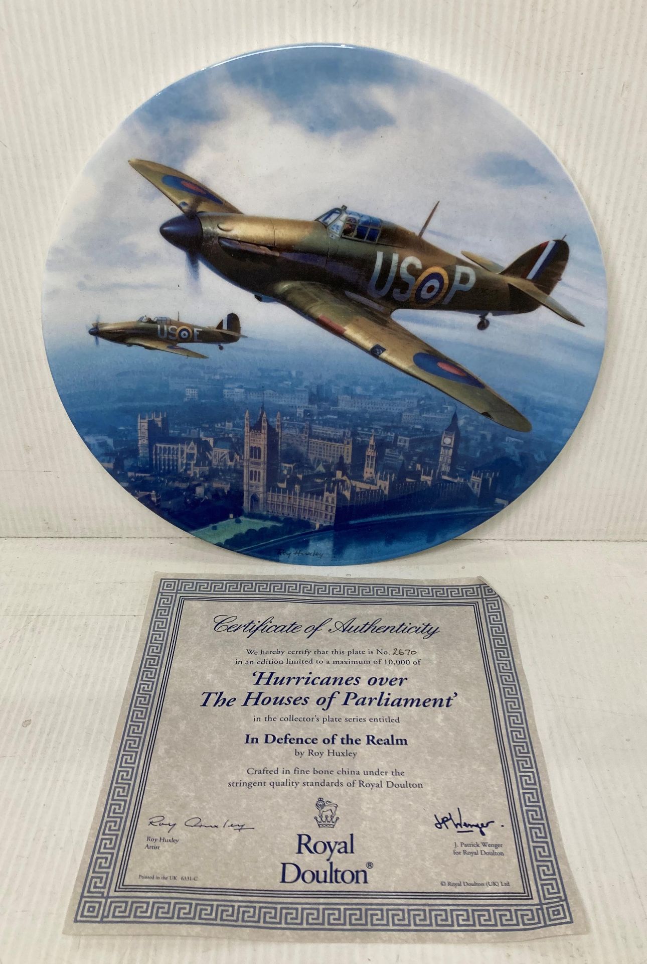 Three Royal Doulton items including a Limited Edition 'Hurricanes Over the Houses of Parliament' - Image 2 of 4