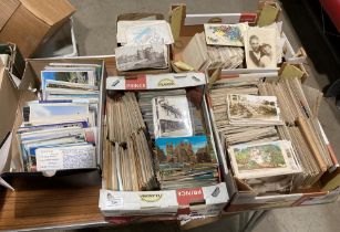 Contents to five boxes - extremely large quantity of GB & World postcards - topographical,