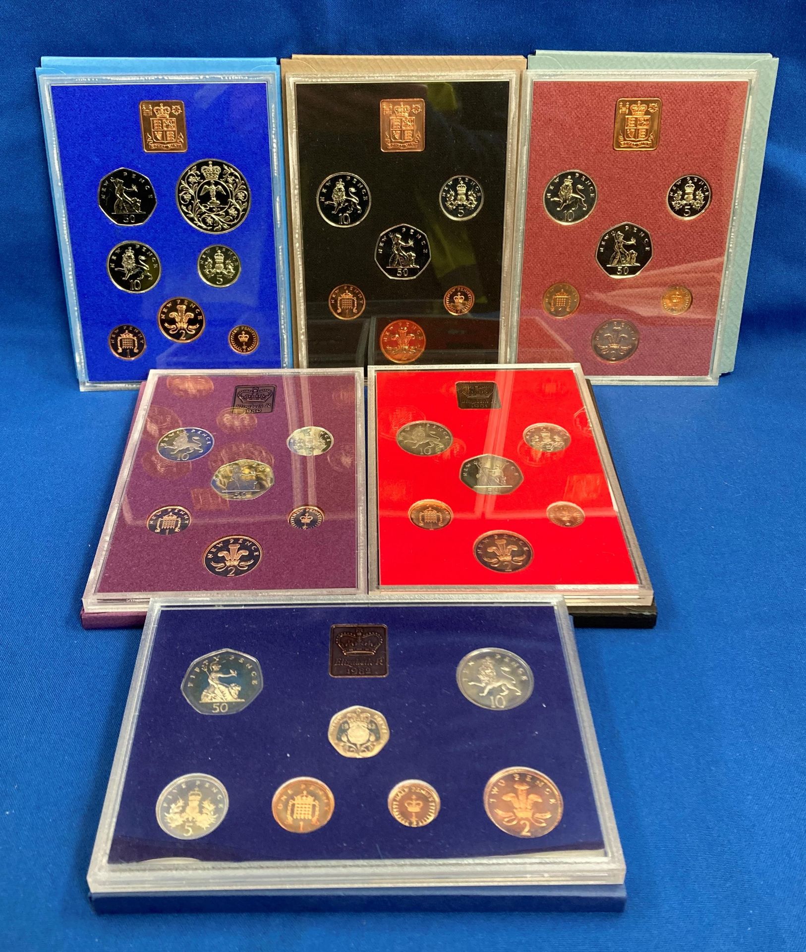 Six sets of Royal Mint 1977-1982 Coinage of Great Britain & Northern Ireland (saleroom location: S3