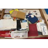 Contents to tray - assorted loose stamps, stamp albums,
