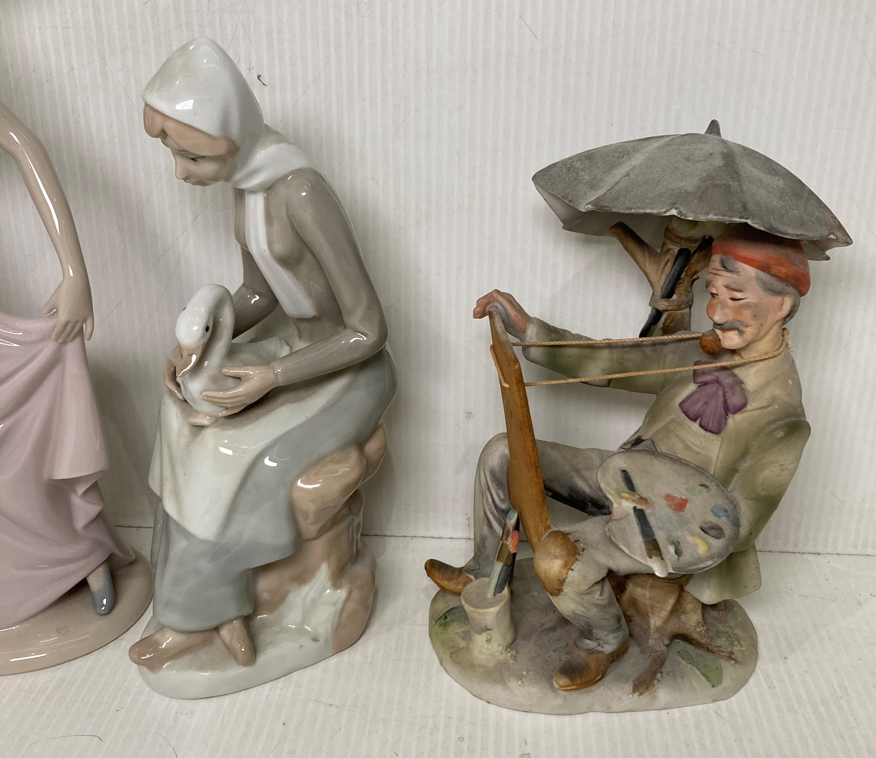 Three assorted ceramic figurines including Nao 1204 Ballerina, Casades lady with goose, - Image 3 of 5