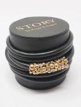 STORY' by Kranz & Ziegler double leather wrap bracelet with gold vermeil sterling silver tubular
