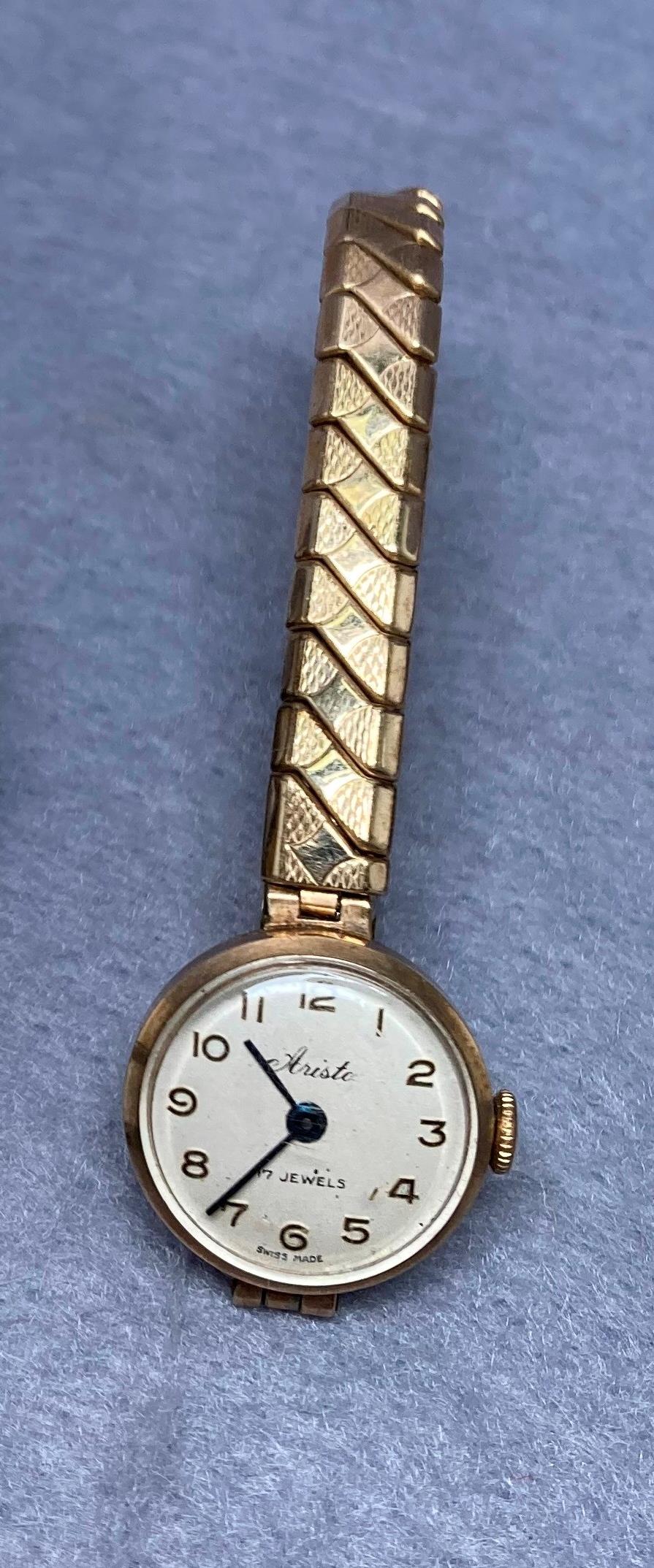 9ct gold (375) Aristo ladies watch with a rolled gold strap (saleroom location: S3 GC6)