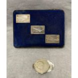 Set of three fine silver Concorde stamps 'Replica in Fine Silver of the Concorde Stamp Issued by