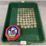 Sixty-one assorted English collectors 50 Pence pieces including Olympics, Mrs Tiggy Winkle,