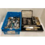 Contents to crate - assorted EPNS and stainless cutlery,