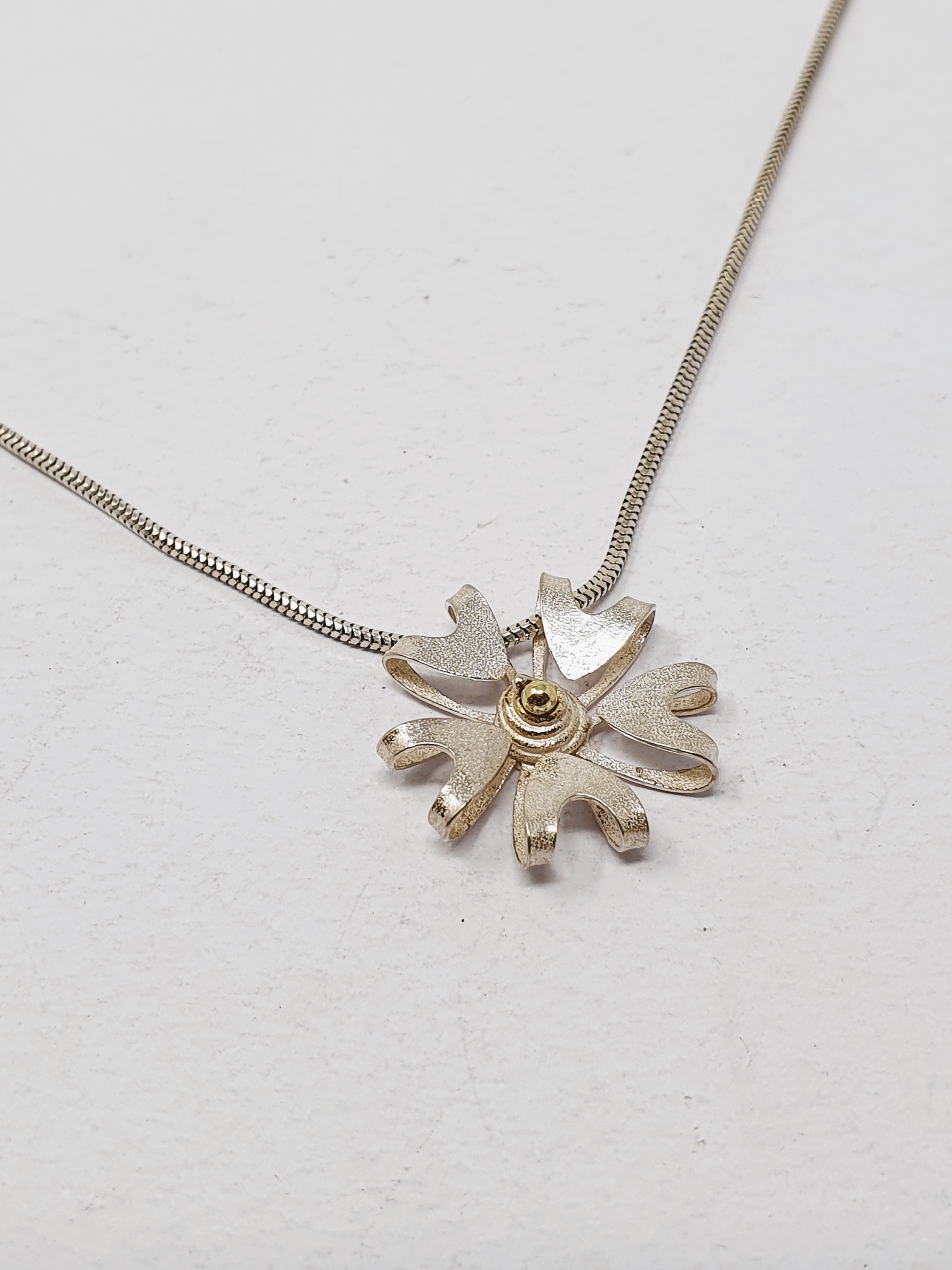 Sian Elizabeth Hughes, handmade sterling silver 'Foliage' necklace and two 'Bloom' pendants, - Image 3 of 5