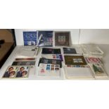 Contents to box - approximately twenty assorted packs of Royalty Mint stamp packs and assorted
