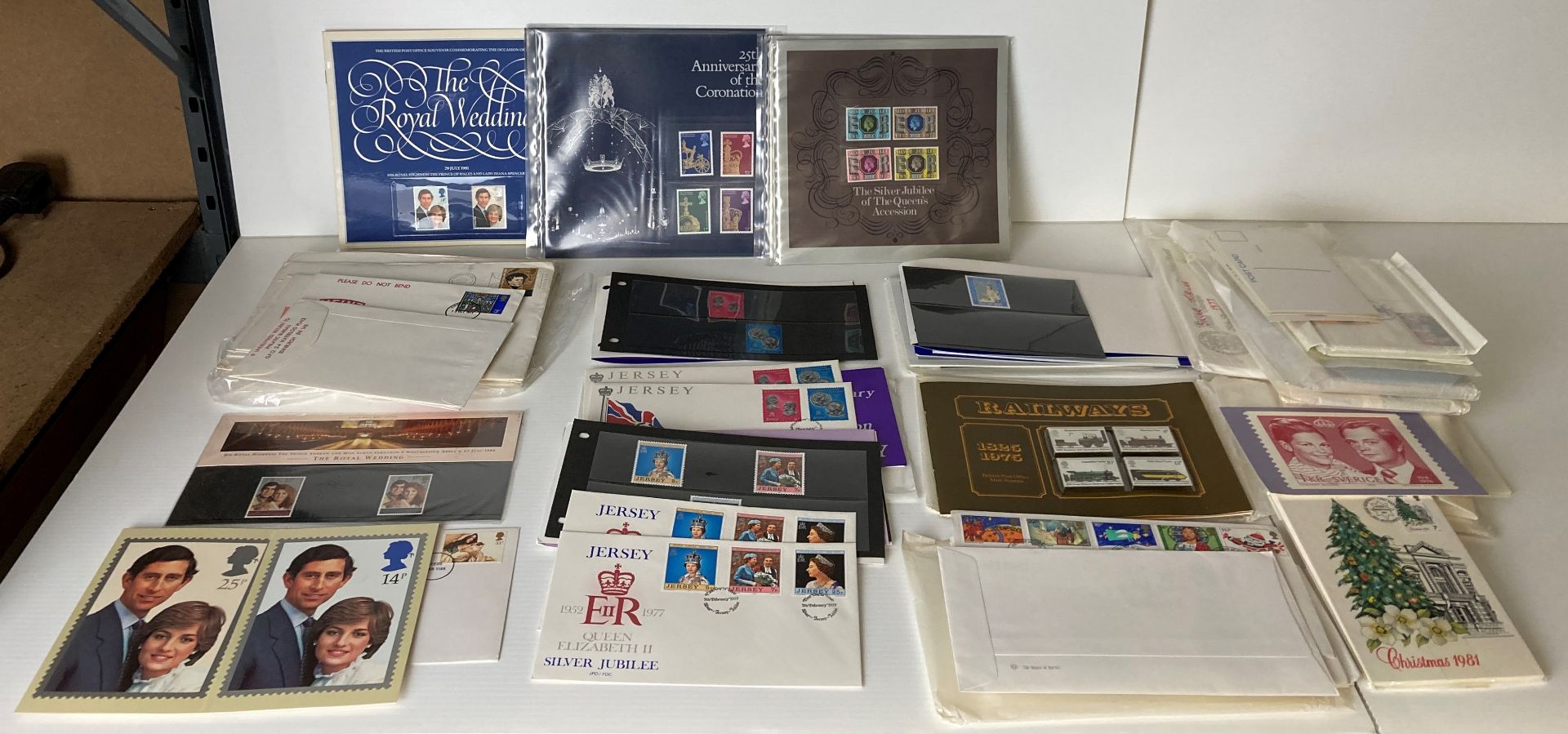 Contents to box - approximately twenty assorted packs of Royalty Mint stamp packs and assorted