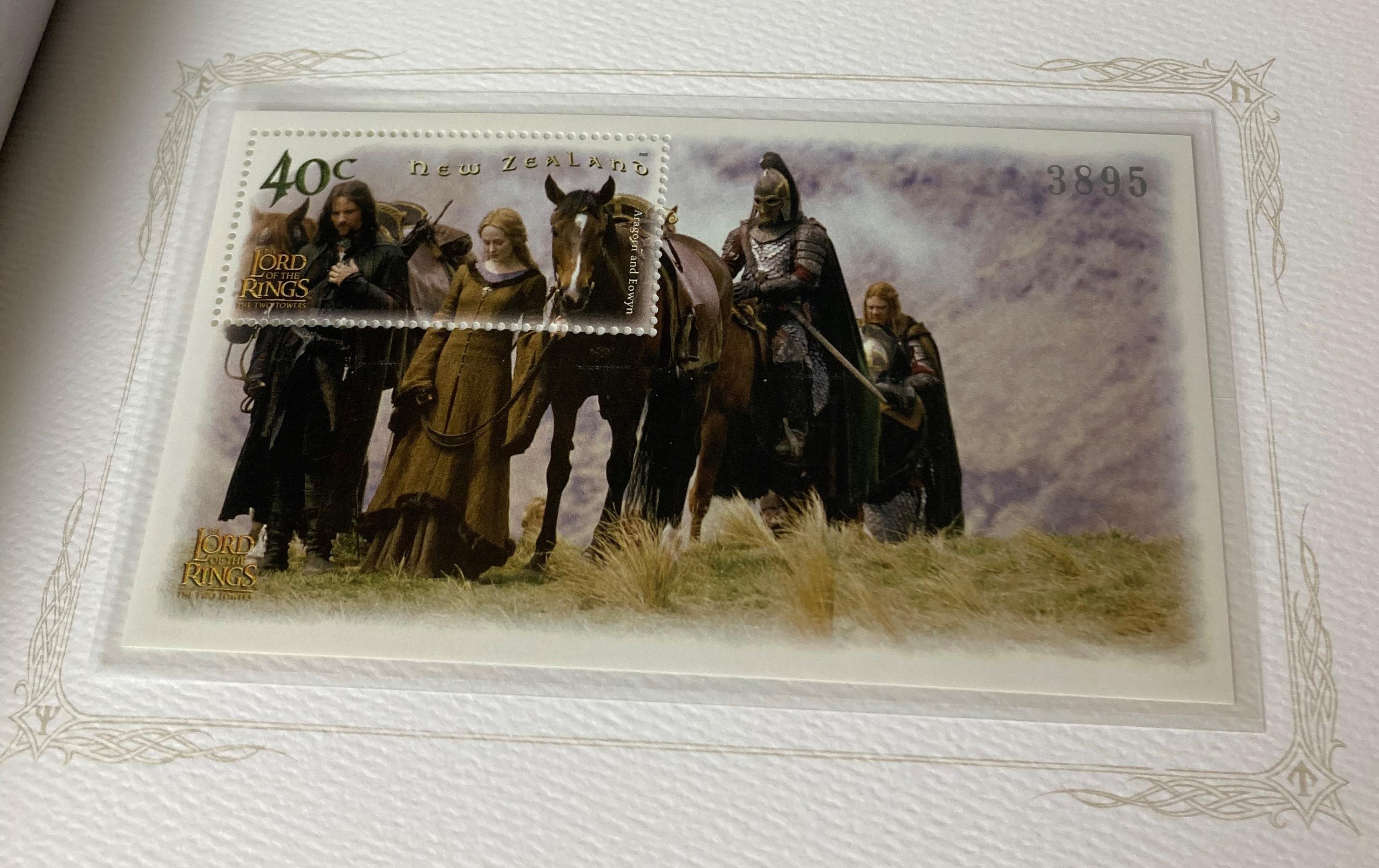 A collection of Lord of The Rings stamps including 'The Trilogy Collection' folder (full) and a - Image 6 of 8