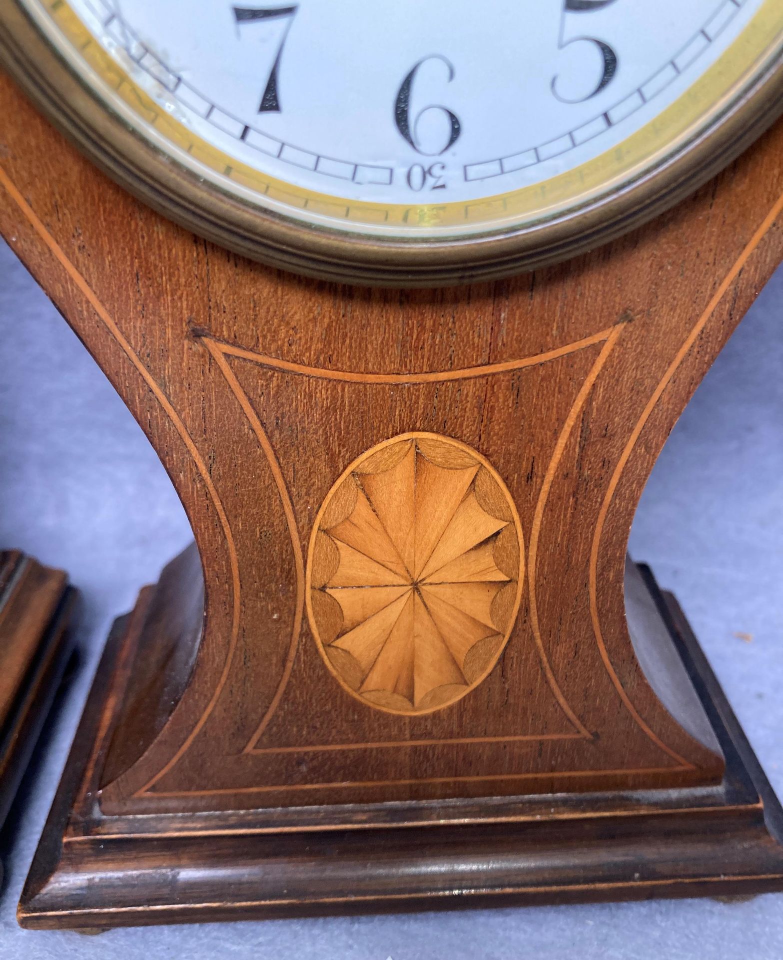 Two mahogany cased mantel clocks - one Swiss Made (23cm high) and one French Made (31cm high) - - Image 3 of 4