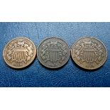 USA - 2 Cents (3), 1864, 1865,