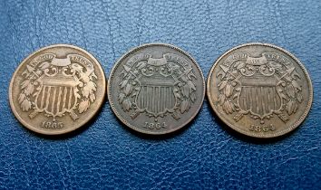 USA - 2 Cents (3), 1864, 1865,