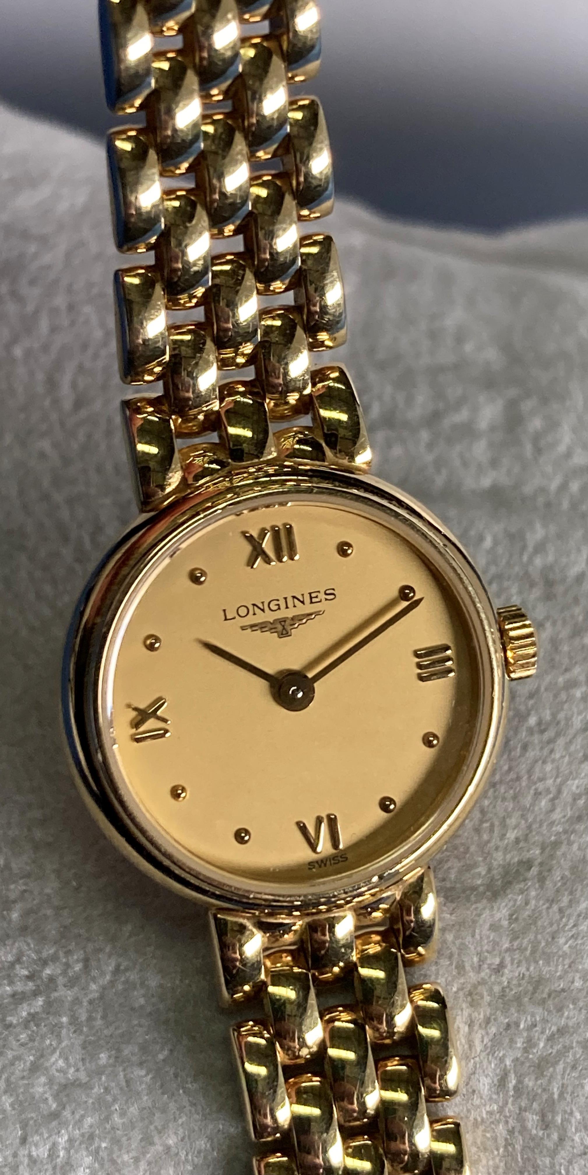 Longines 18k (750 hallmark on back and clasp) ladies gold watch model: L6 1076, complete with case, - Image 3 of 8