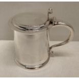 Large 17th Century style flat top tankard by Atkin Bros Sheffield 1928 with plain design and with a