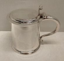 Large 17th Century style flat top tankard by Atkin Bros Sheffield 1928 with plain design and with a