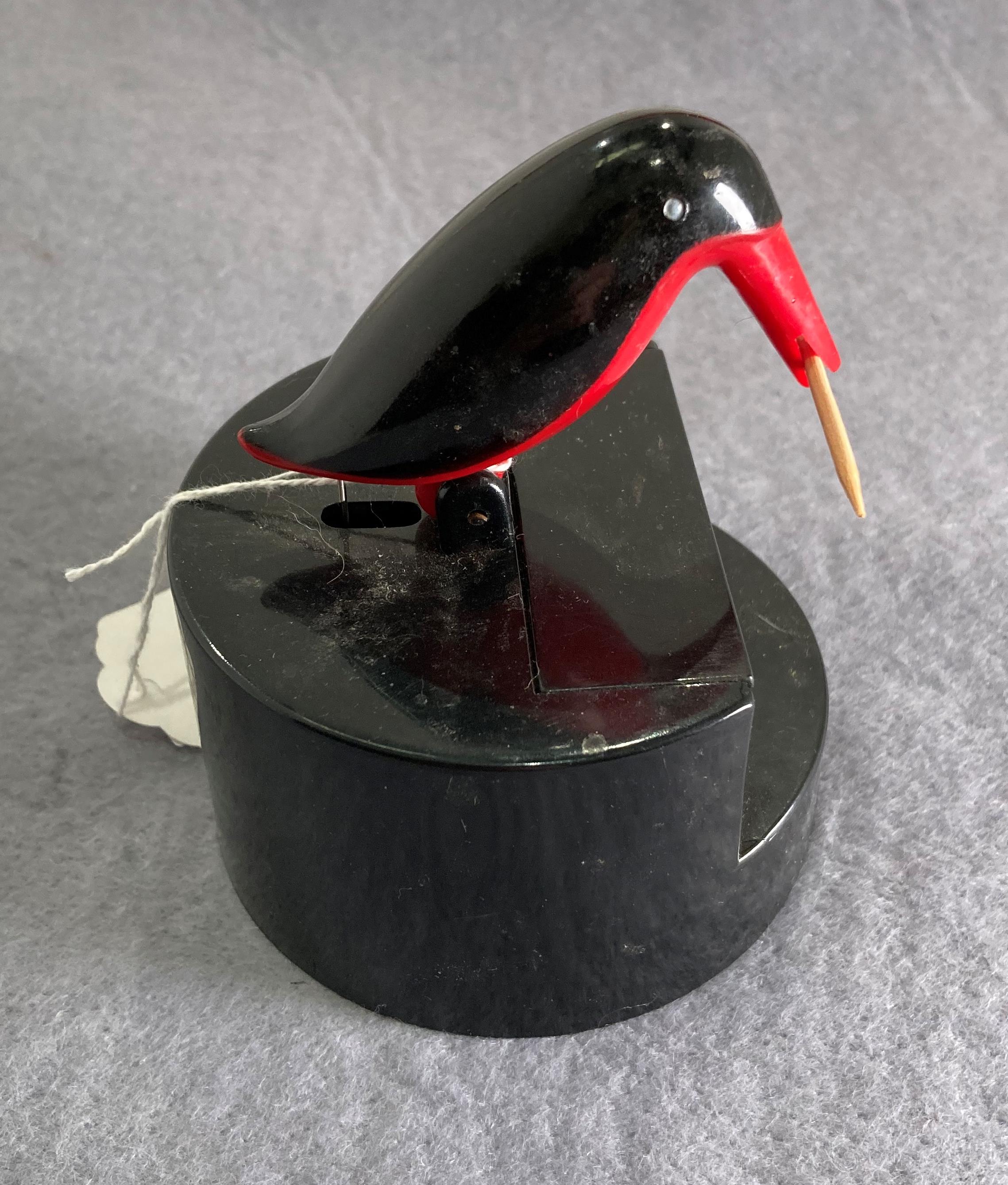 Retro black and red plastic novelty bird cocktail stick holder (saleroom location: S3 QC07) - Image 3 of 3