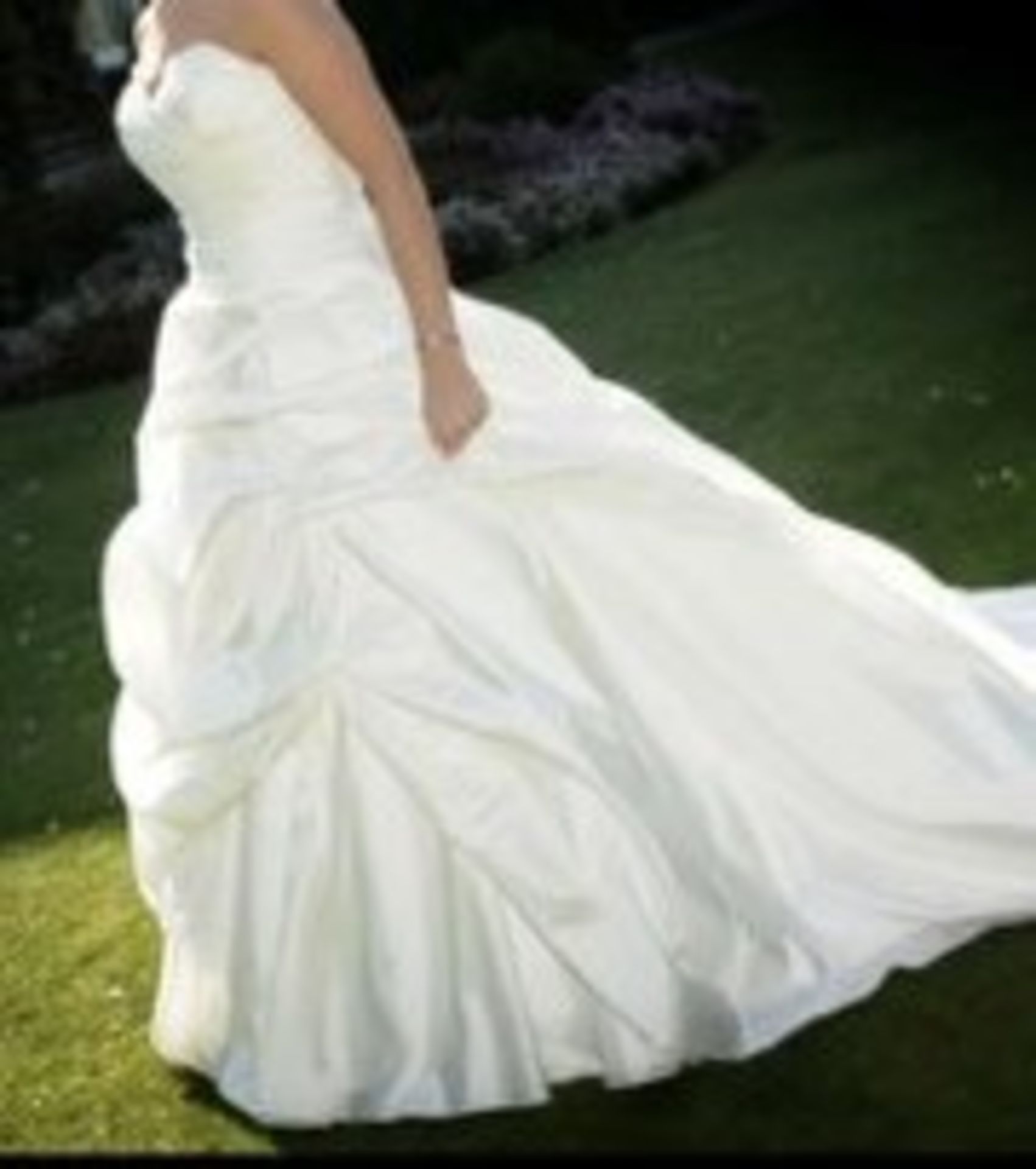 A Mori Lee 'Talia' wedding dress in a pearl white colour and taffeta material together with an - Image 2 of 6