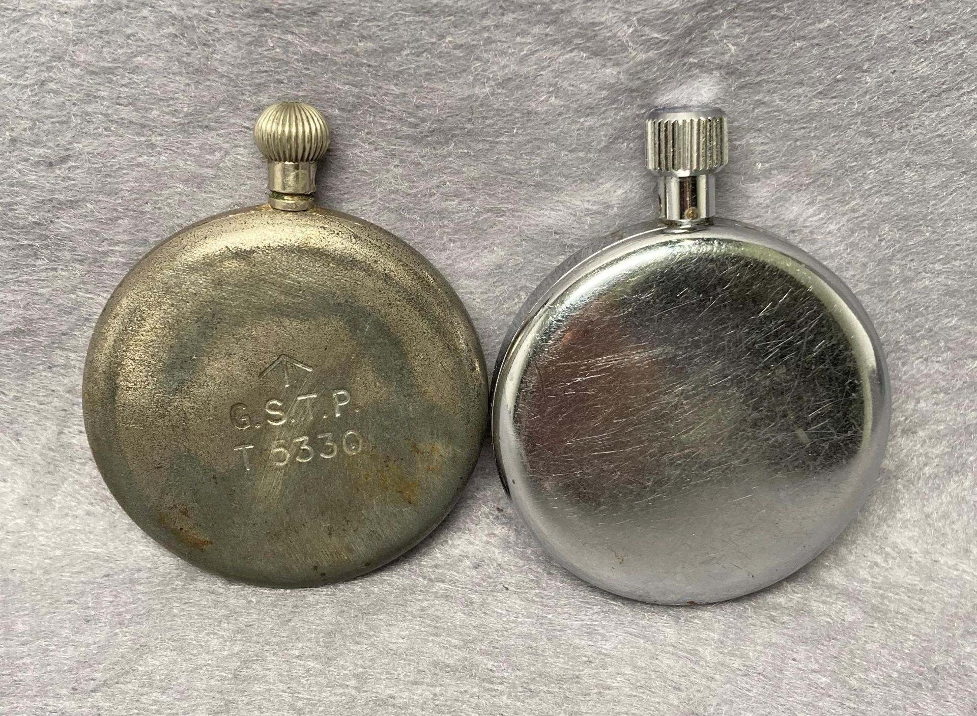 A vintage Cortebert Extra military stamped pocket watch and a Dolmy Camerer Cuss London stop watch - Image 2 of 2