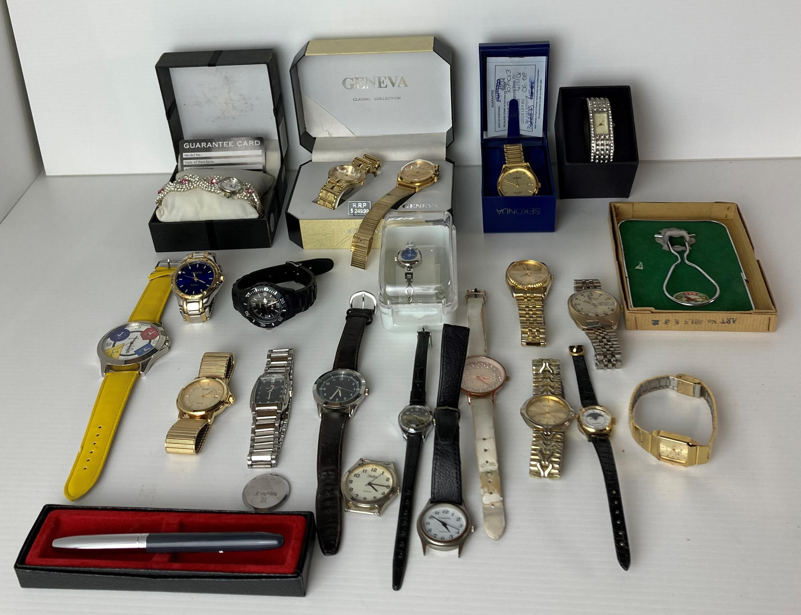 Contents to tray - 20 assorted watches by Citizen, Sekonda, vintage Sekonda Automatic, Geneva,
