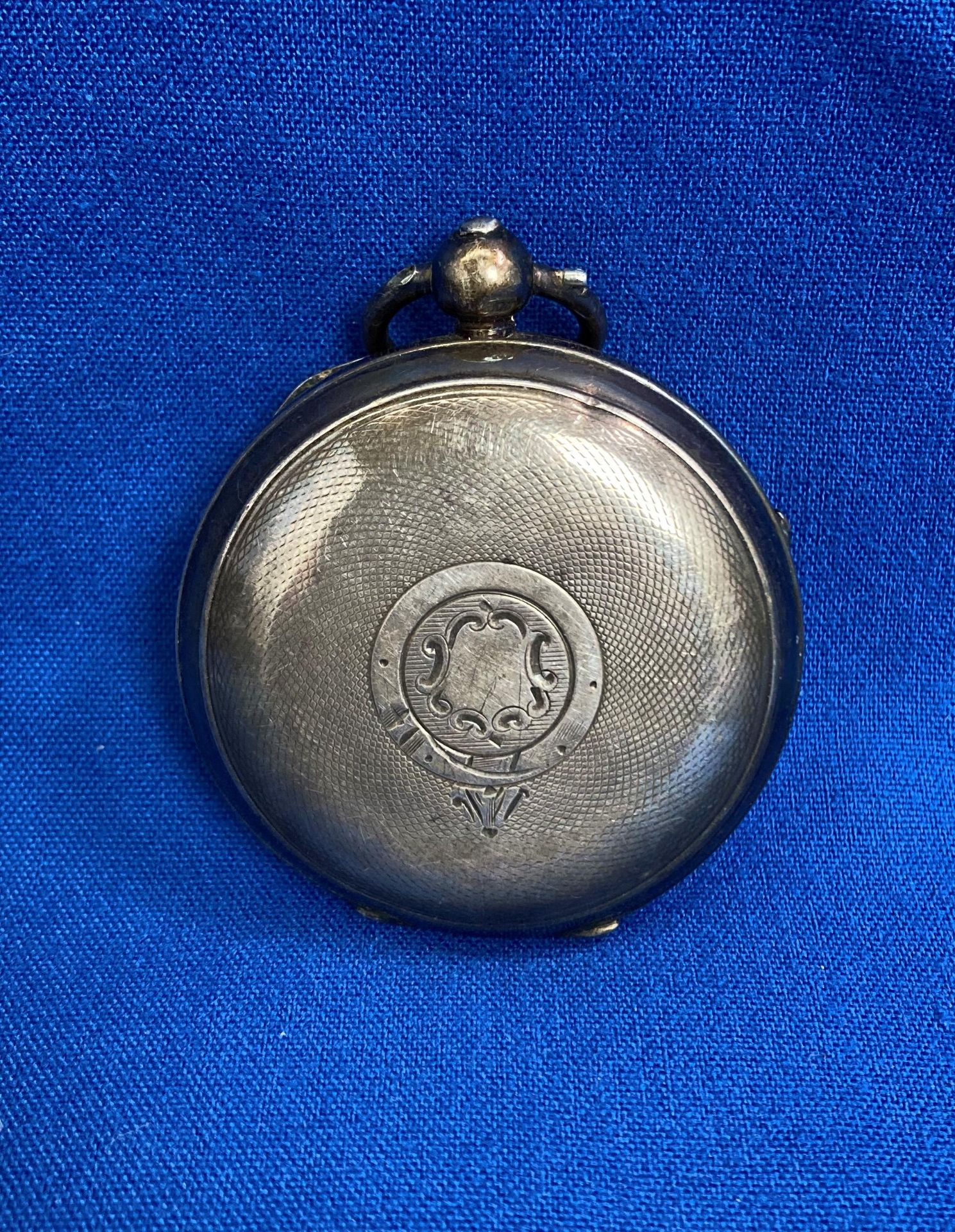 Silver (1903, Chester) pocket watch with white face and Roman numerals. Total weight: 4. - Image 2 of 4