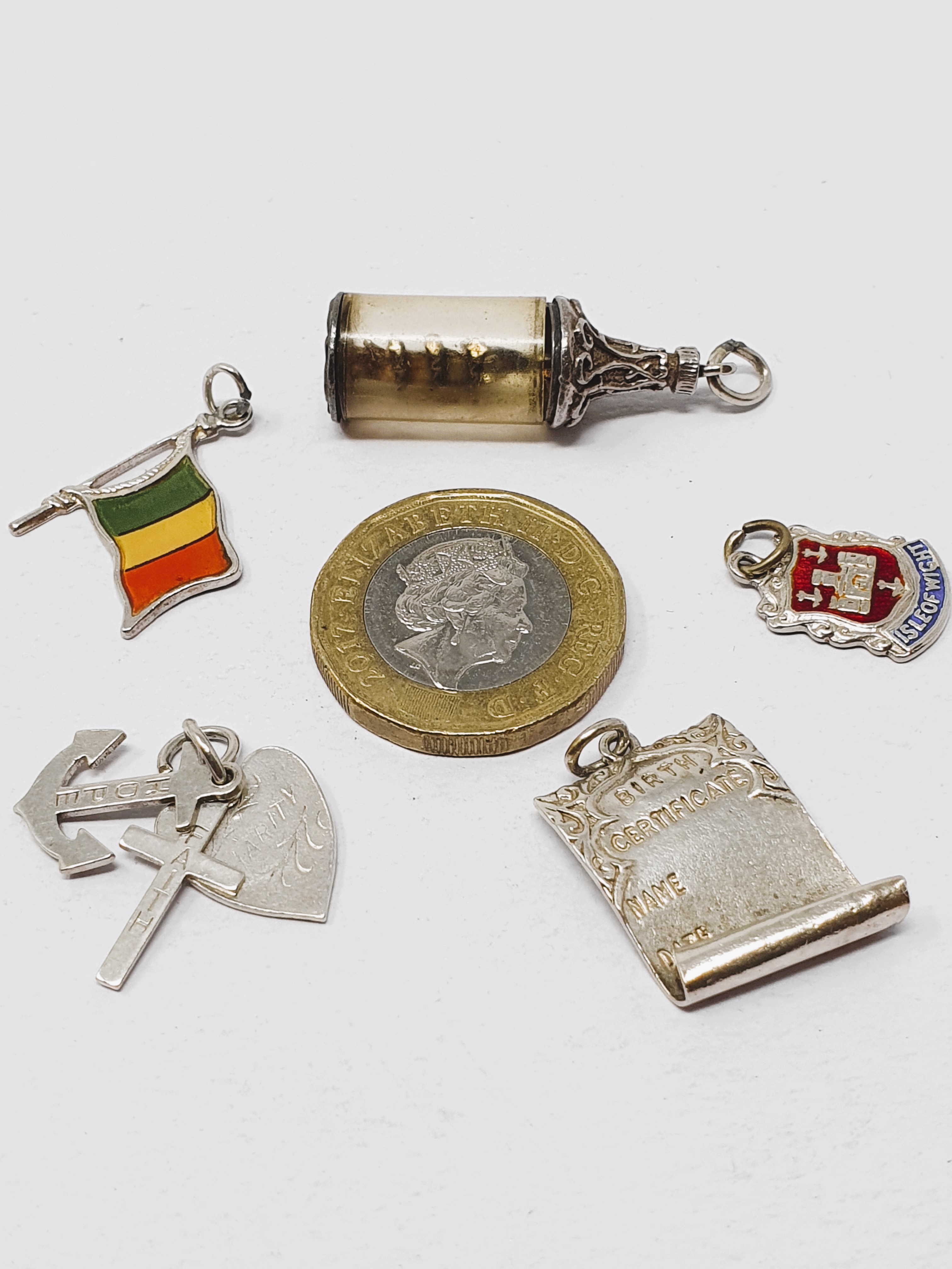 Sterling silver selection of fifteen vintage charms, including Scottish thistle, ship in bottle, - Image 2 of 3