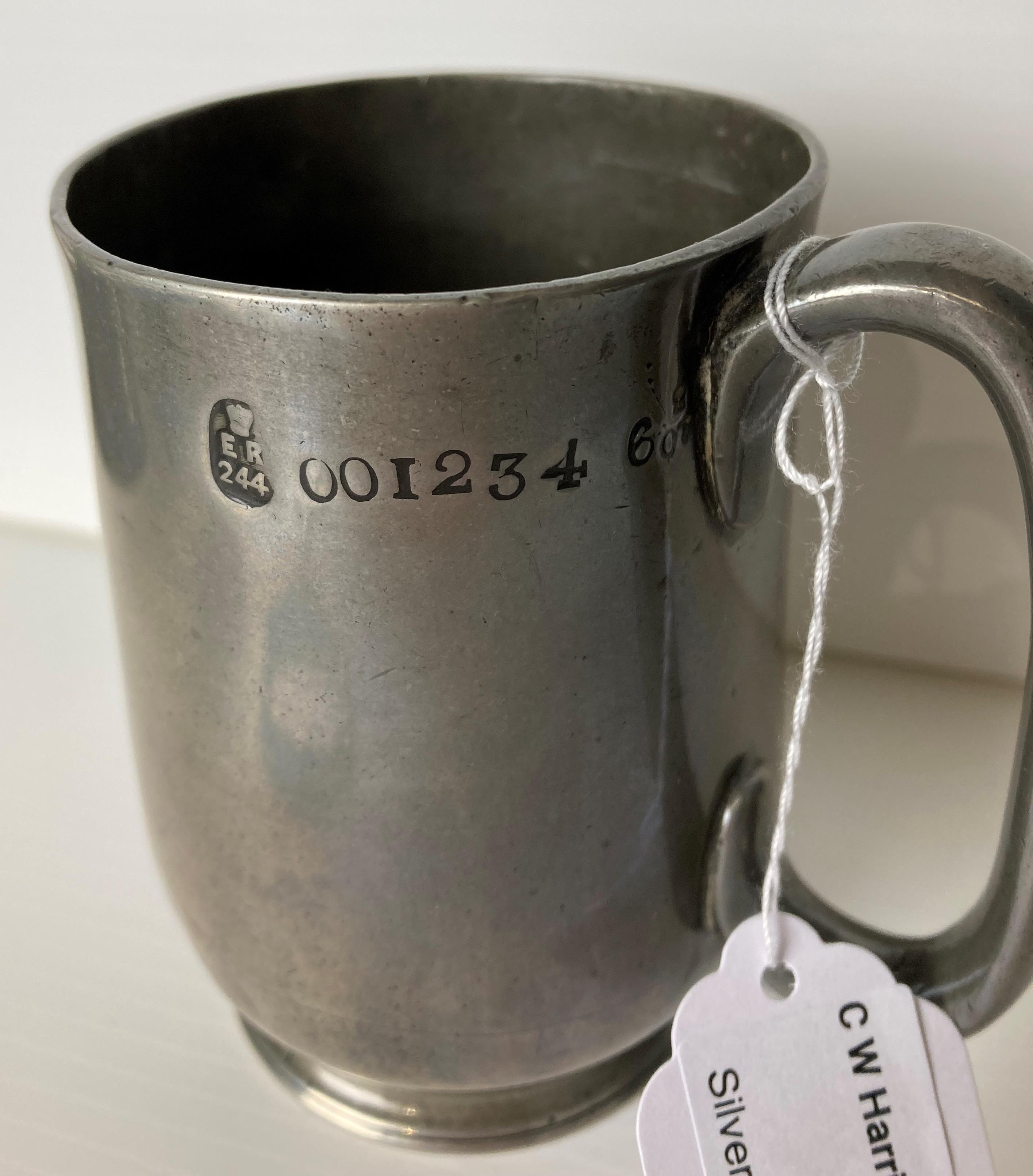 A pewter half-pint tankard with four Royal Sphere markings and etched with 4 N Dodds and stamp to - Image 3 of 4