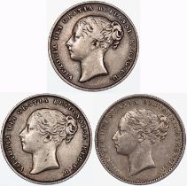 UK - Victoria Shilling (3) 1844, 1856, 1881,