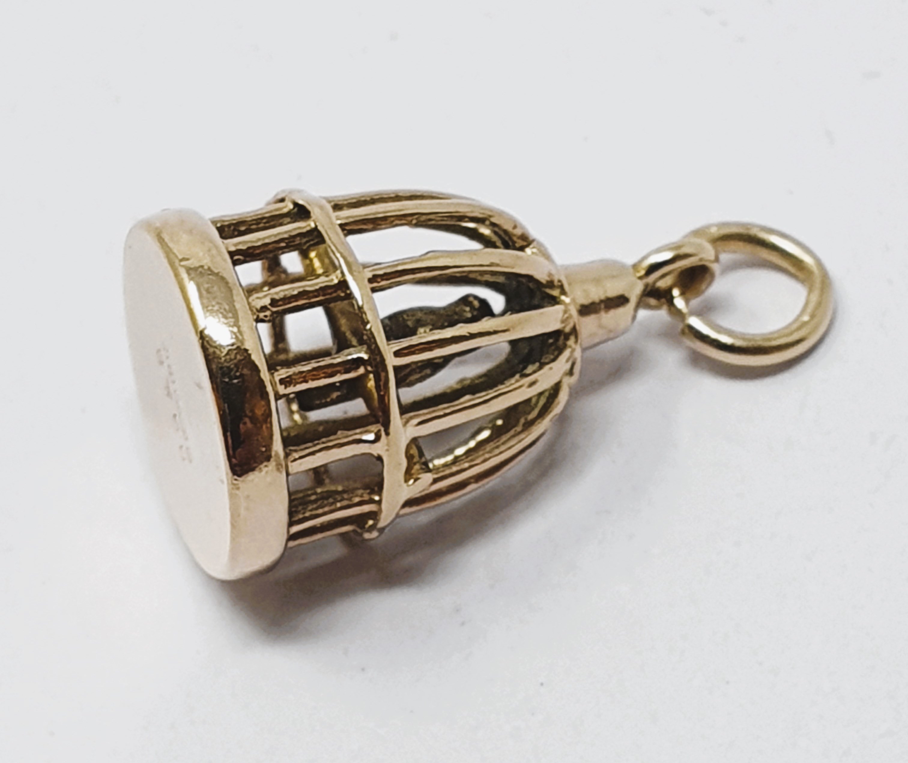 9ct gold vintage bird in cage charm, gross weight 2. - Image 2 of 2